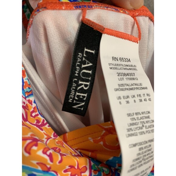 Lauren Ralph Lauren Bathing Suit Sz 6 Multi Paisley Over-The-Shoulder Underwire - Picture 5 of 9